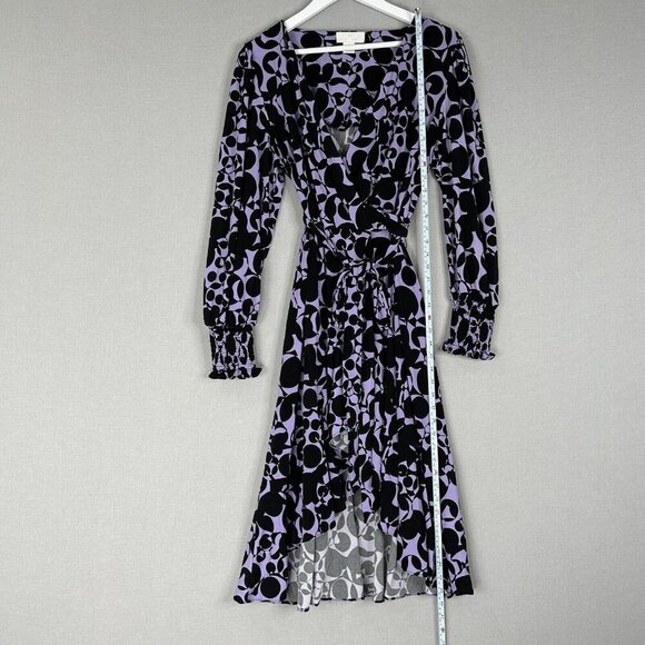 Rachel Parcell Womens Dress 8 Black Lavender Retro Jersey Wrap Abstract Work - Picture 4 of 12